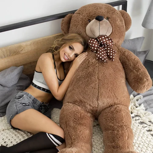 Ours en peluche géant Nomo de Teddyway (XXL), peluche douce, 160 cm, 63 pouces, 5,2 pieds, marron foncé - Teddyway