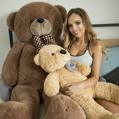 Ours en peluche géant Nomo de Teddyway (XXL), peluche douce, 160 cm, 63 pouces, 5,2 pieds, marron foncé - Teddyway