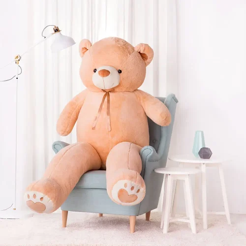 Gros ours en peluche, peluche douce, 100 cm, 39 pouces, 3,3 pieds, marron clair, Toto - Teddyway
