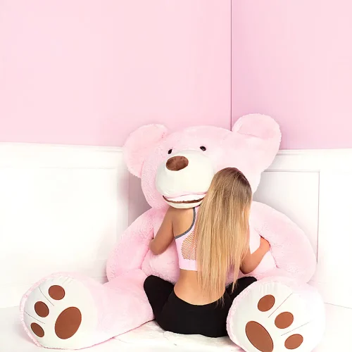 Teddyway Bobo, ours en peluche géant XXL, peluche douce, 200 cm, 78 pouces, 6,6 pieds, rose, Bobo - Teddyway