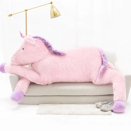 Peluche Licorne Soso de Teddyway, jouet doux, 70 cm, 27 pouces, 2,3 pieds, rose - Teddyway
