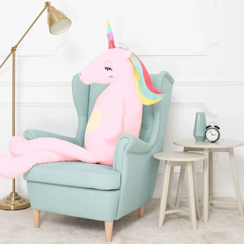 Peluche Licorne Géante Fefo de Teddyway (XXL), Douceur, 120 cm, 47 pouces, 3,9 pieds, Rose - Teddyway