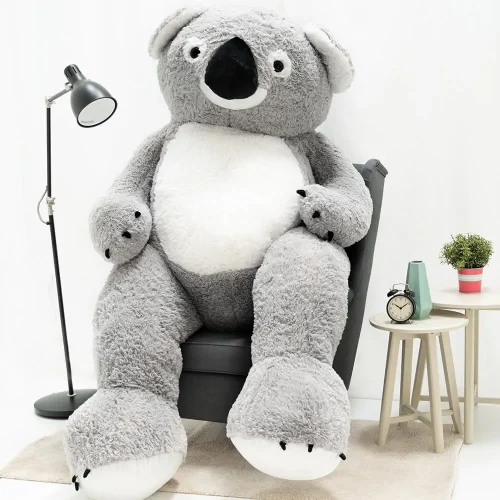 Peluche géante Koko Koko de Teddyway (XXL), peluche douce, 100 cm, 39 pouces, 3,3 pieds, grise - Teddyway
