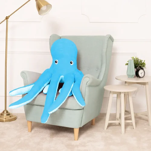Peluche géante Sodo Calmar XXL Teddyway, peluche douce, 80 cm, 31 pouces, 2,6 pieds, bleue - Teddyway