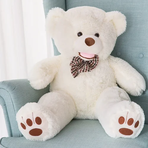 Teddyway Bobo, ours en peluche géant XXL, peluche douce, 100 cm, 39 pouces, 3,3 pieds, blanc - Teddyway