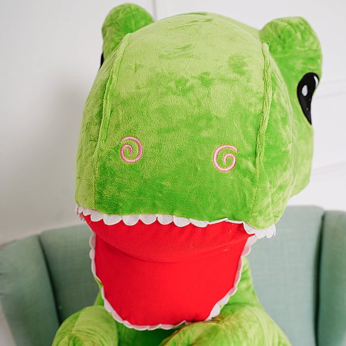 Peluche géante Gogo Dinosaure (XXL) Teddyway, 160 cm, 63 pouces, 5,2 pieds, verte - Teddyway