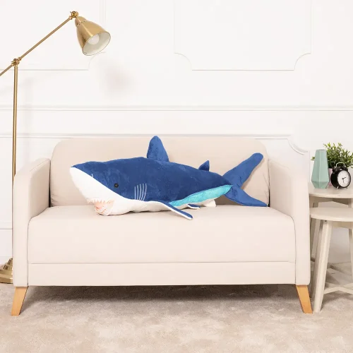 Peluche Requin Saho Teddyway, Jouet Doux, 90 cm, 35 pouces, 2,9 pieds, Bleu - Teddyway