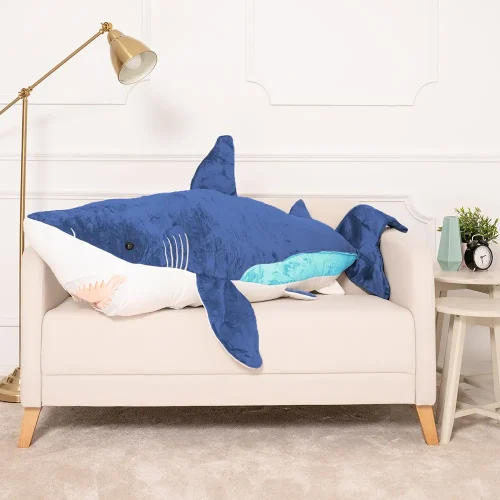 Peluche Requin Saho Teddyway, Jouet Doux, 90 cm, 35 pouces, 2,9 pieds, Bleu - Teddyway