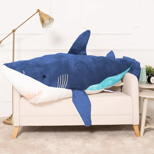 Peluche Requin Saho Teddyway, Jouet Doux, 90 cm, 35 pouces, 2,9 pieds, Bleu - Teddyway