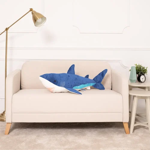 Peluche Requin Saho Teddyway, Jouet Doux, 90 cm, 35 pouces, 2,9 pieds, Bleu - Teddyway