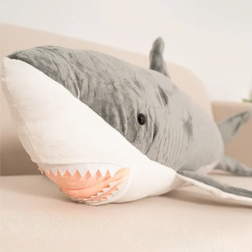 Peluche géante requin Saho de Teddyway (XXL), 130 cm, 51 pouces, 4,3 pieds, grise - Teddyway