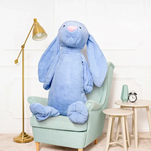 Lapin géant en peluche Teddyway Bani, taille XXL, peluche douce, 160 cm, 63 pouces, 5,2 pieds, bleu - Teddyway
