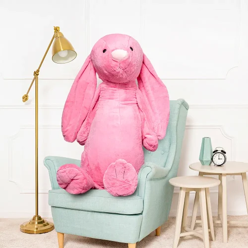 Lapin géant en peluche Teddyway Bani, taille XXL, 160 cm, rose vif - Teddyway
