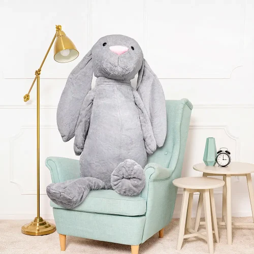 Gros lapin en peluche, jouet doux, 160 cm, 63 pouces, 5,2 pieds, gris, Bani - Teddyway