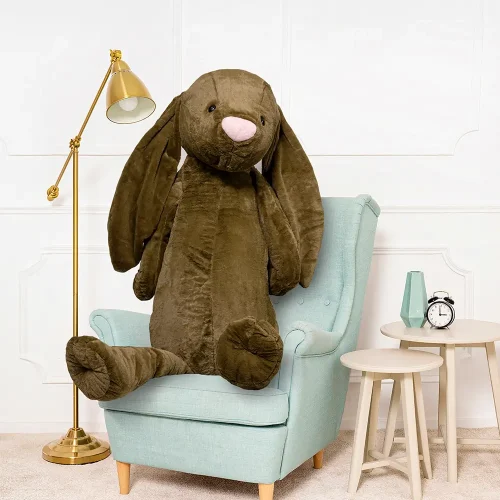 Lapin géant en peluche Teddyway Bani, taille XXL, 160 cm, 63 pouces, 5,2 pieds, couleur olive - Teddyway