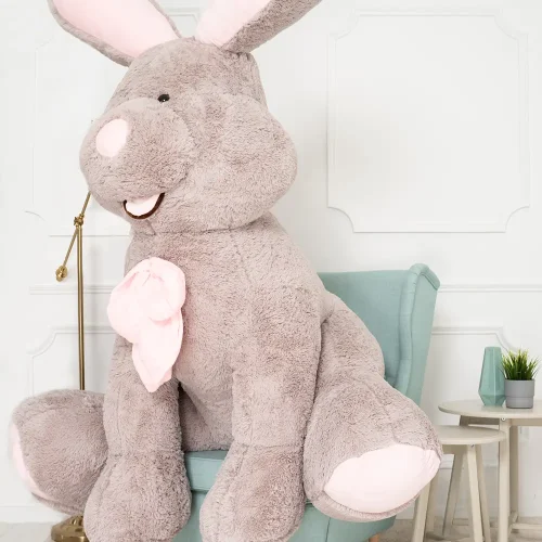 Lapin géant en peluche Teddyway Vuni, taille XXL, 190 cm, gris - Teddyway