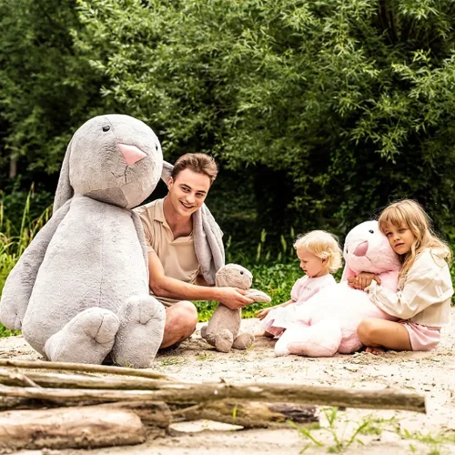 Lapin géant en peluche Teddyway Bani, taille XXL, 160 cm, gris foncé - Teddyway