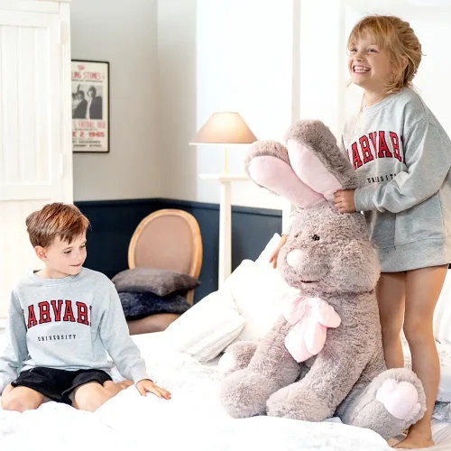 Lapin géant en peluche Teddyway Vuni, taille XXL, 120 cm, gris - Teddyway