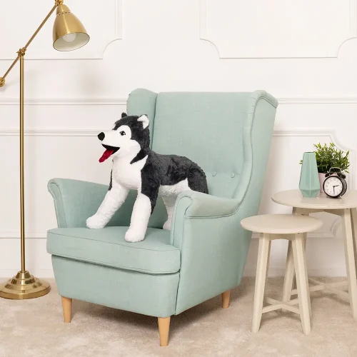 Peluche Husky Hasi, jouet doux, 70 cm, 27 pouces, 2,3 pieds, noir et blanc - Teddyway