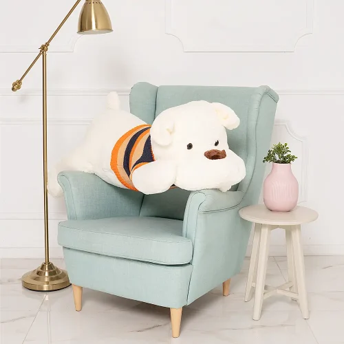 Peluche Chien Dami Teddyway, jouet doux, 70 cm, 27 pouces, 2,3 pieds, blanc - Teddyway