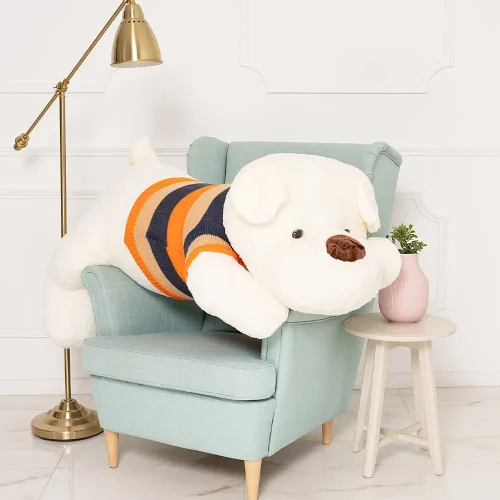Peluche Chien Dami Teddyway, jouet doux, 70 cm, 27 pouces, 2,3 pieds, blanc - Teddyway