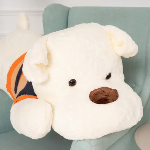 Peluche Chien Dami Teddyway, jouet doux, 70 cm, 27 pouces, 2,3 pieds, blanc - Teddyway