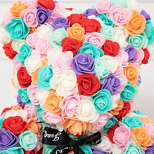 Ours en peluche Teddyway Onis Rose, roses artificielles, cadeau floral, 25 cm, 10 pouces, 0,8 pied, rouge - Teddyway