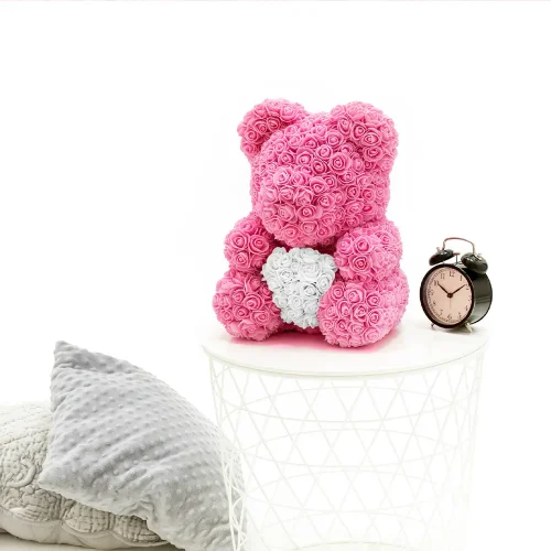 Ours en peluche Teddyway Onis Rose, roses artificielles, cadeau floral, 25 cm, 10 pouces, 0,8 pied, rouge - Teddyway
