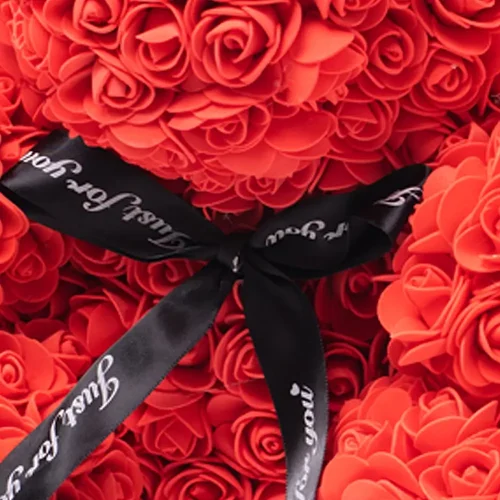 Ours en peluche Teddyway Onis Rose, roses artificielles, cadeau floral, 25 cm, 10 pouces, 0,8 pied, rouge - Teddyway