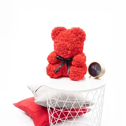 Ours en peluche Teddyway Onis Rose, roses artificielles, cadeau floral, 25 cm, 10 pouces, 0,8 pied, rouge - Teddyway
