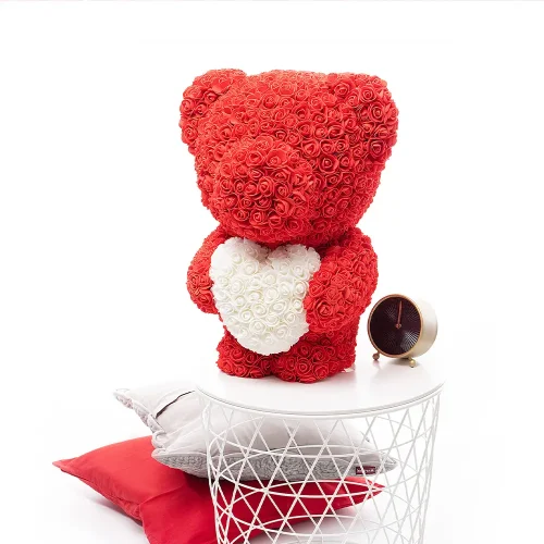 Ours en peluche Teddyway Onis Rose, roses artificielles, cadeau floral, 25 cm, 10 pouces, 0,8 pied, rouge - Teddyway