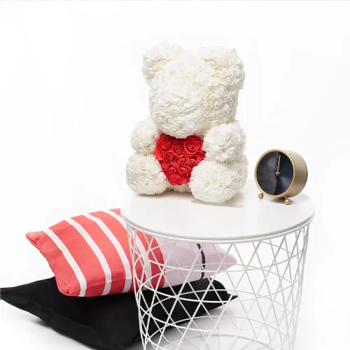 Ours en peluche Teddyway Onis Rose, roses artificielles, cadeau floral, 25 cm, 10 pouces, 0,8 pied, rouge - Teddyway